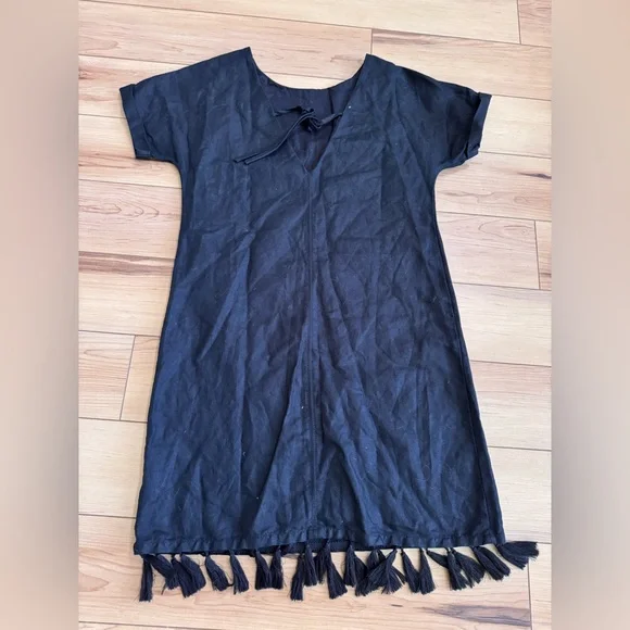 Madewell Embroidered Tassel Linen Tee Dress XXS(can likely fit up to M) - Picture 7 of 13